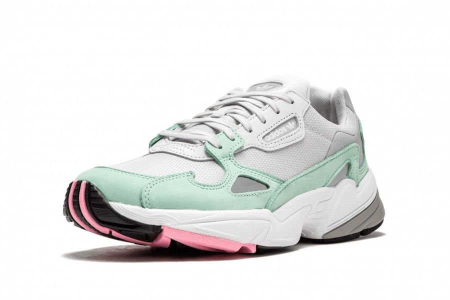 Adidas Falcon, серый, зеленые, нейлон, замша, женские