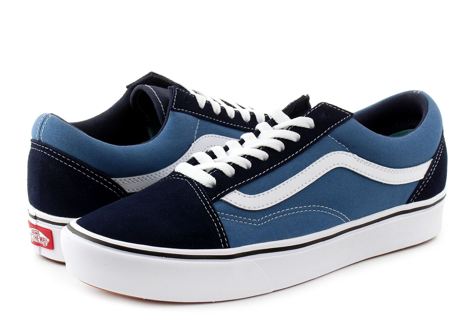 Vans Old School, синие с черным и белым, текстиль, женские
