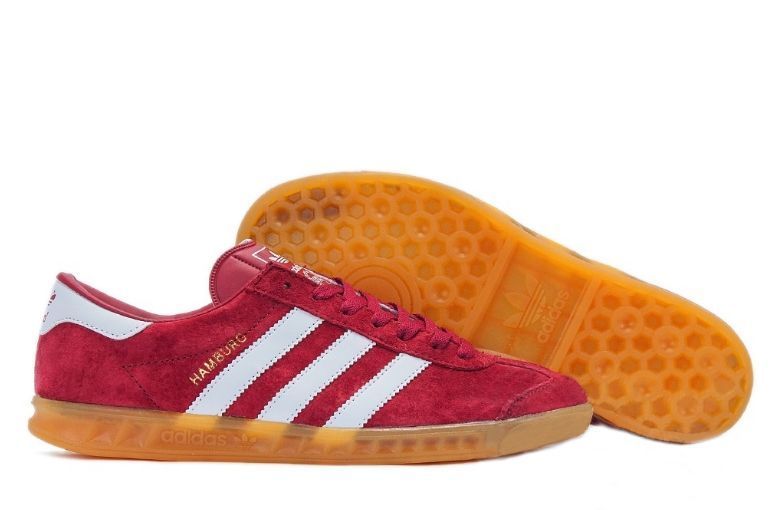 Adidas Hamburg темно-красные с белым (39-44)