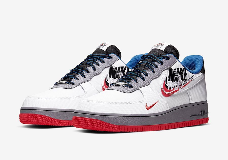 Nike Air Force 1 LV8 "Script Swoosh" белые с серым, кожа-нейлон, мужские