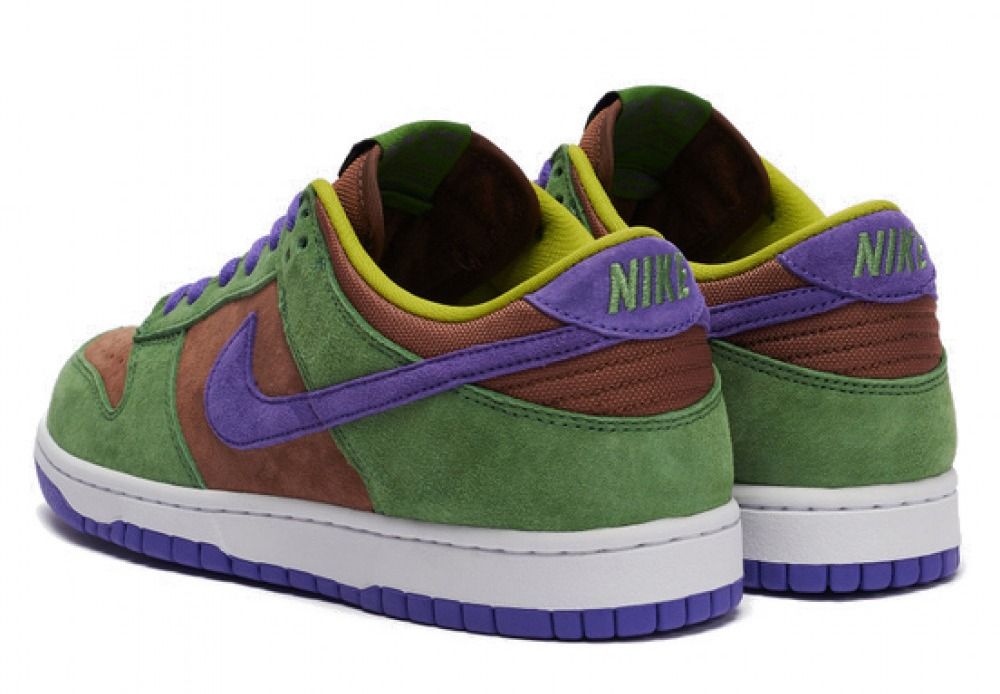 Nike SB Dunk Low Pro, зеленый с коричневым и фиолетовым, нубук, мужские