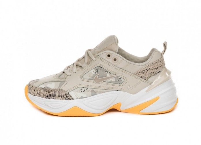 Nike M2K Tekno, бежевые с желтым, кожа, нейлон, женские