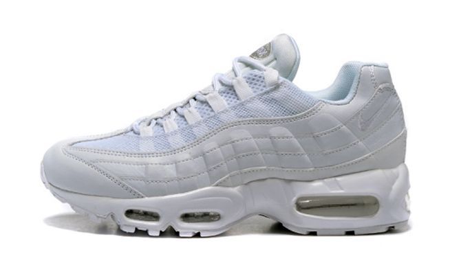 Nike Air Max 95 All White (40-45), белые, нейлон, текстиль, кожа, мужские