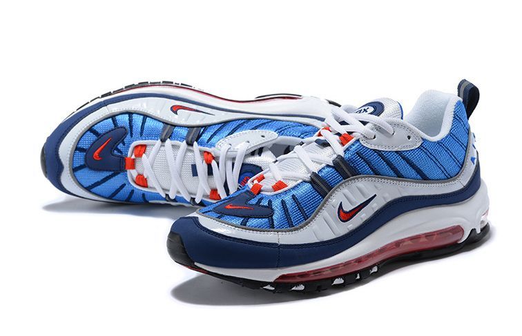 Nike Air Max 98 Blue/White, белый, голубой, кожа, текстиль, мужские, женские