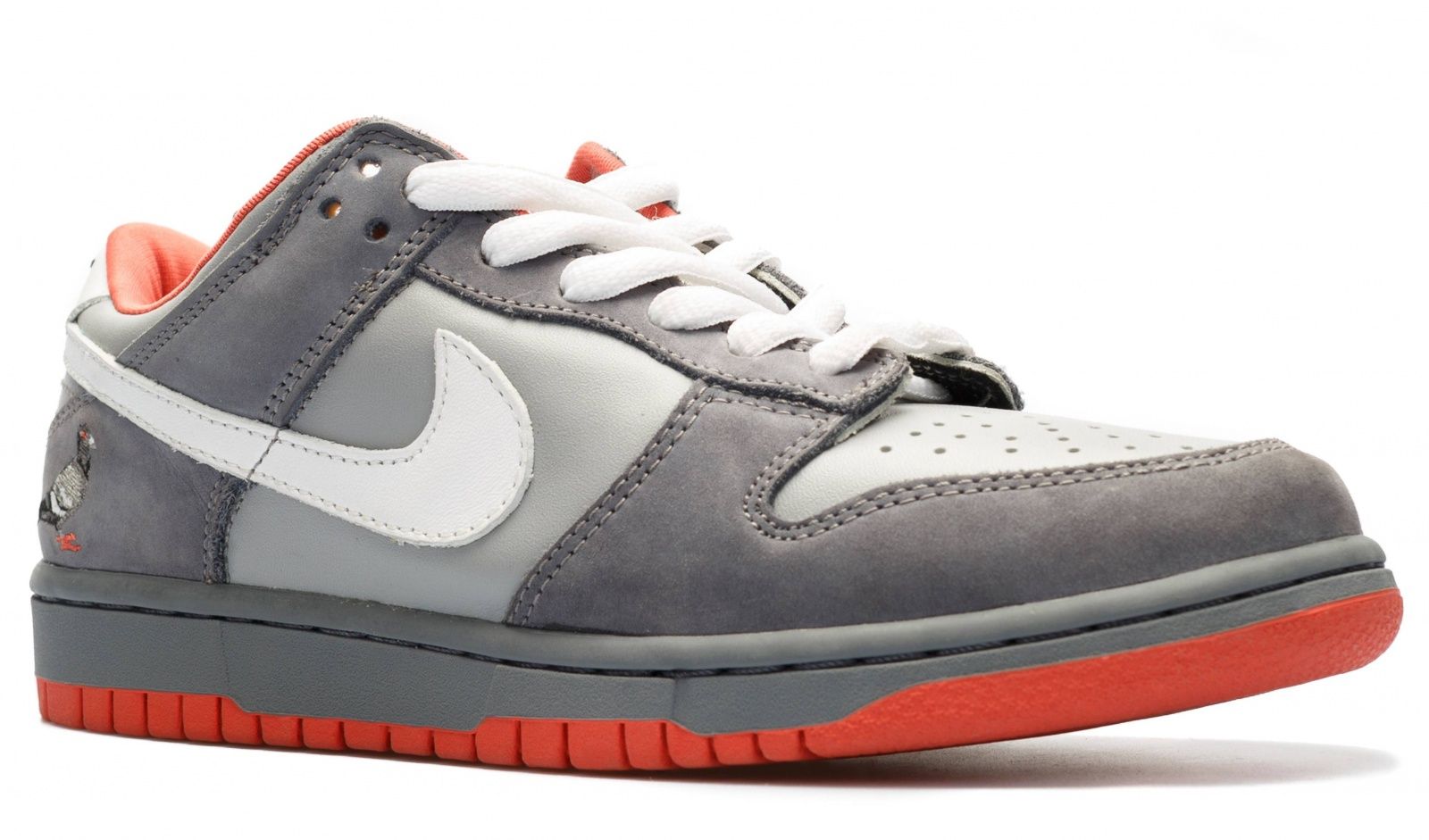 Nike SB Dunk Low Pro, серый с белым, кожа, нубук, мужские
